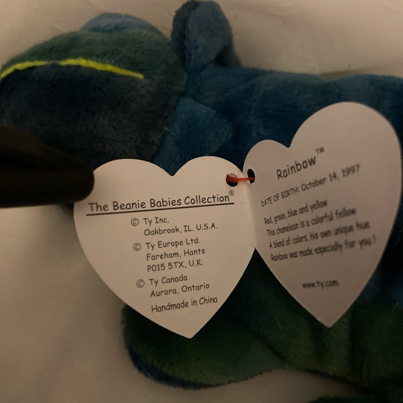 Rainbow the Chameleon Ty Beanie Baby Babies 1997 stuffed animal vintage 90s - Picture 8 of 13
